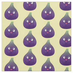 Tissu Caricature de fruits mauve joyeux aux figues