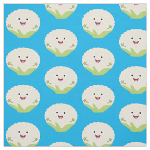 Tissu Caricature de légume de chou-fleur joyeux