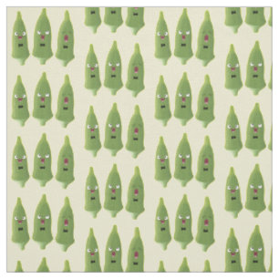 Tissu Caricature de légumes de l'okra chantante mignonne