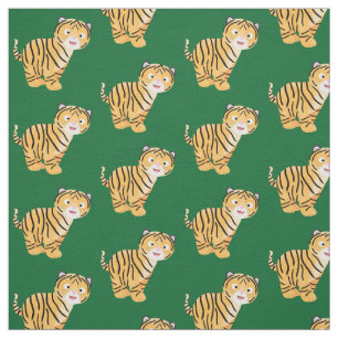 Tissu Caricature de petit tigre joyeux