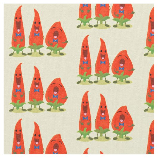 Tissu Caricature de piments chantants mignons (Fermer)