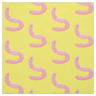 Tissu Caricature de vers de terre rose joli