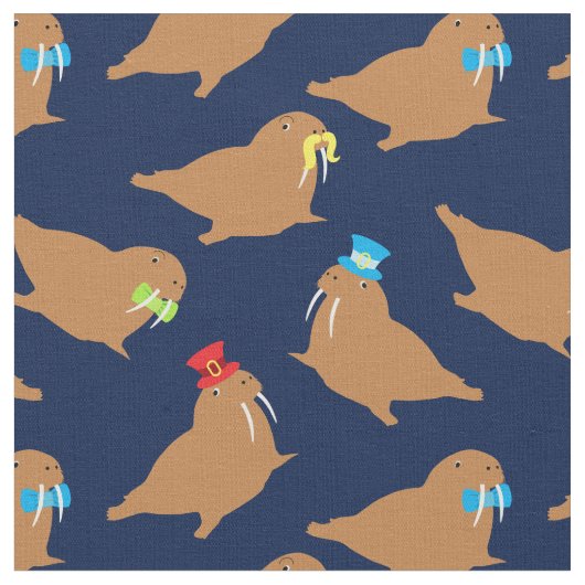 Tissu Caricature de Walrus (Fermer)