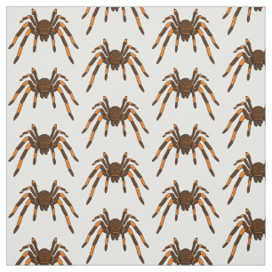 Tissu Caricature déplaisante de tarantule brun et orange