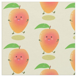 Tissu Caricature jaune mangue mignonne