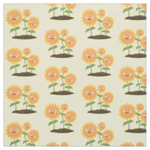 Tissu Caricature joli tournesol souriant illustration