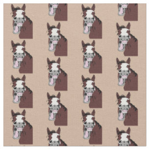 Tissu Caricature Rire Cheval Drôle Animal Art