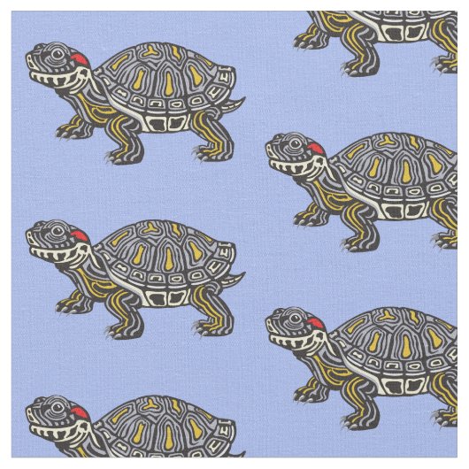 Tissu caricature tortue rouge (Fermer)