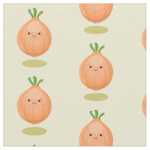Tissu Caricature vert oignon brun joli