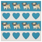 Tissu Carlins et coeurs - bleu (Échantillon)