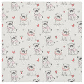 Tissu Carlins et coeurs mignons (Échantillon)