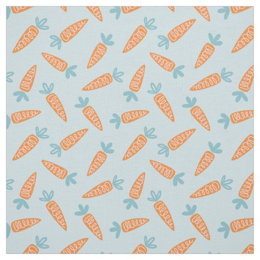 Tissu Carottes mignonnes sur bleu clair (Échantillon)