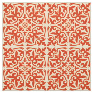Tissu Carreau marocain - corail orange et pêche