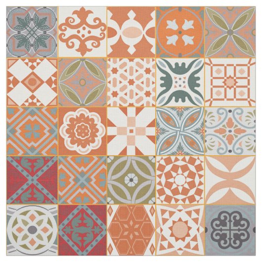 Tissu Carreau marocain orange (Échantillon)