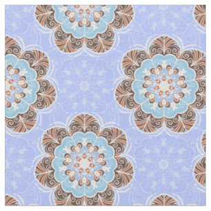 Tissu Carreaux de Mandala floraux en bleu clair