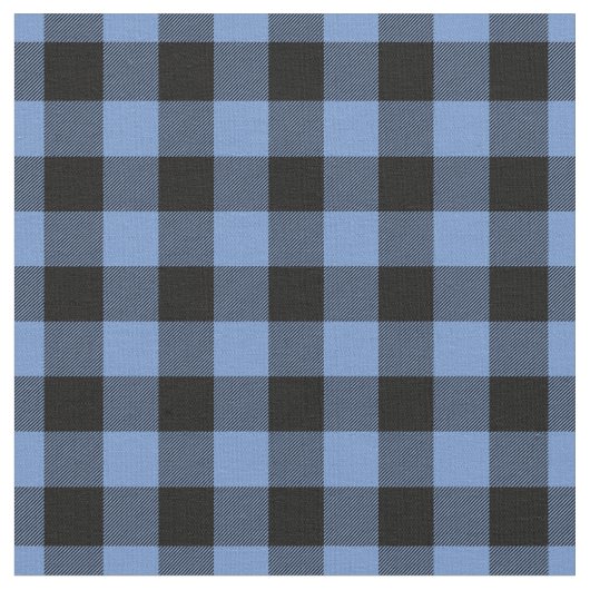 Tissu Carreaux Gingham Bleu & Noir (Fermer)