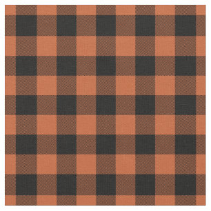 Tissu Carreaux Gingham Orange et Noir
