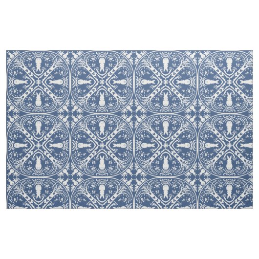 Tissu Carrelage bleu et blanc de la marine Delft Dedham (Fat Quarter)