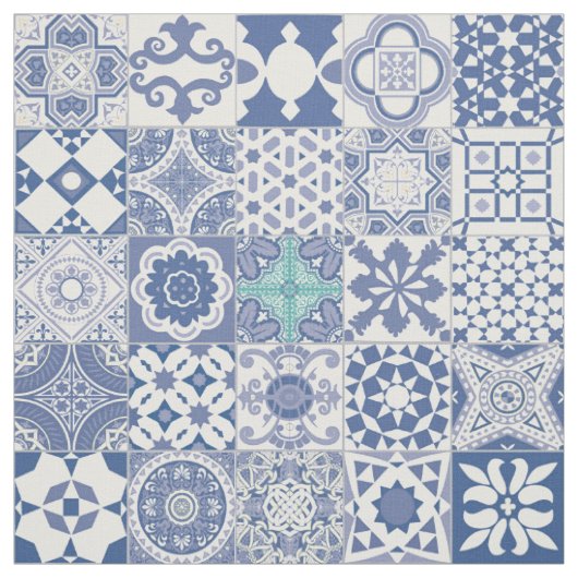 Tissu Carrelage marocain bleu pastel (Échantillon)