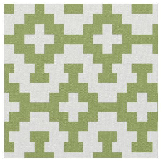Tissu Carrés à variable verte sur gris clair blanc (Fermer)