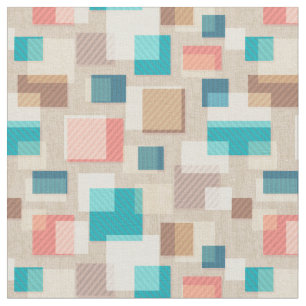 Tissu Carrés Abstraits du milieu du siècle