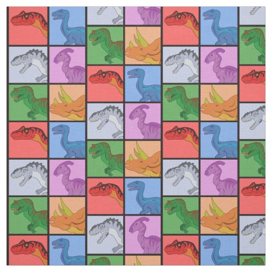 Tissu Carrés de dinosaure (Échantillon)
