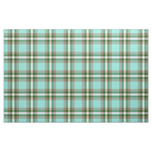Tissu Carrés de tarte blanc Brown turquoise