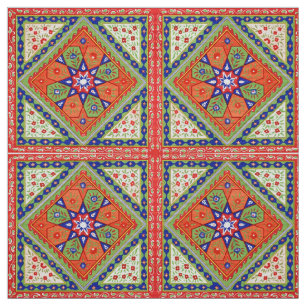 Tissu Carrés Et Diamants Impression Florale