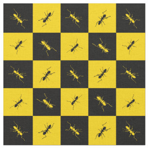 Tissu carrés noirs et jaunes de damier