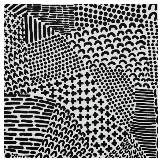 Tissu Carte Abstraite - Noir sur Blanc (Échantillon)