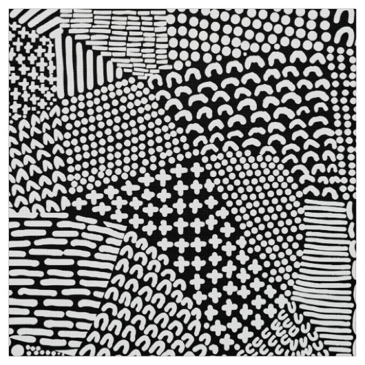 Tissu Carte de patchwork Abstrait - Blanc sur Noir (Échantillon)