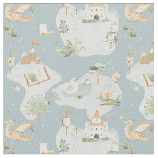 Tissu carte du château du Royaume Royal Dragon Bleu
