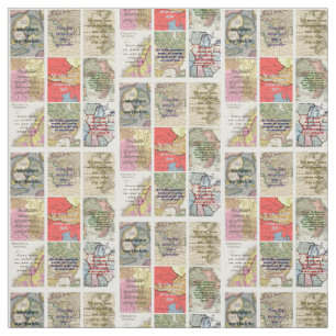 Tissu cartes du monde antique citations de voyage Collag