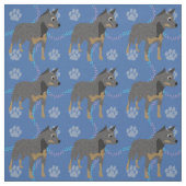 Tissu Cartoon Australian Cattle Dog (Bleu) (Échantillon)