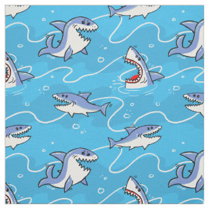 Tissu Cartoon Great White Sharks