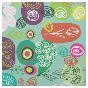 Tissu Cartoon rétro couleur mignon motif floral