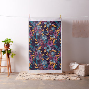 Tissu Cas de Burgundy Navy Mustard Watercolor Flowers