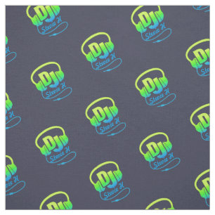 Tissu Casques DJ personnalisés en bleu vert jaune