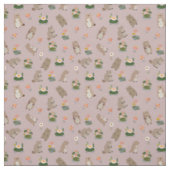 Tissu Castors & nénuphars sur gris rose clair (Échantillon)