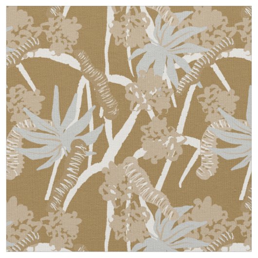 Tissu Caterpillar maximaliste rustique tropical - marron (Fermer)