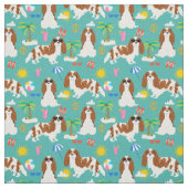 Tissu cavalier kc spaniel dog été tropical (Échantillon)