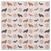 Tissu cavalier kc spaniel dog floral rose (Échantillon)