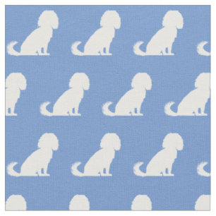 Tissu Cavalier King Charles Chien Silhouette Animal bleu