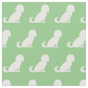 Tissu Cavalier King Charles Chien Silhouette Animal Vert