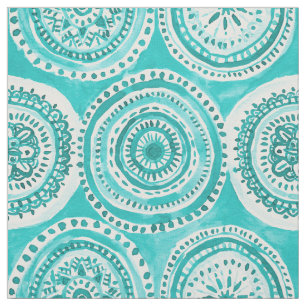 Tissu CE QUI CIRCULE l'aquarelle de mandala d'Aqua