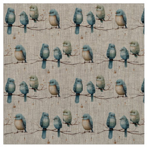 Tissu Célébration des Inséparables rustiques du bois