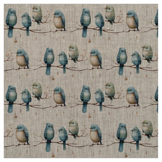 Tissu Célébration des Inséparables rustiques du bois (Échantillon)