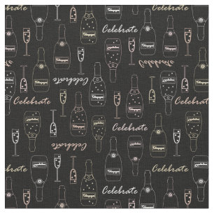 Tissu Célébrations de Champagne en noir
