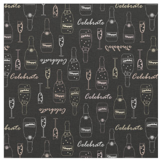 Tissu Célébrations de Champagne en noir