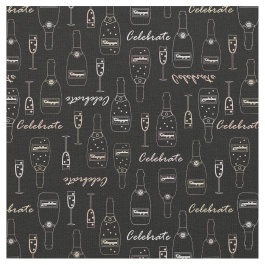 Tissu Célébrations de Champagne en noir (Fermer)